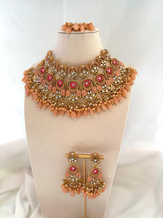 Peach Kundan Choker Set | Kundan Collection
