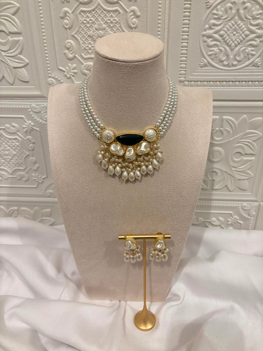 Green Mother Of Pearl Choker Set | Mother Of Pearl Collection