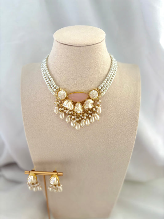 Light Pink Mother Of Pearl Choker Set | Mother Of Pearl Collection
