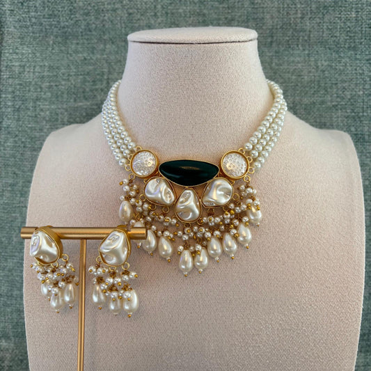 Green Mother Of Pearl Choker Set | Mother Of Pearl Collection