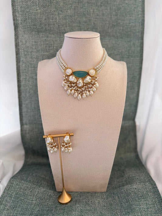 Turquoise Mother Of Pearl Choker Set | Mother Of Pearl Collection