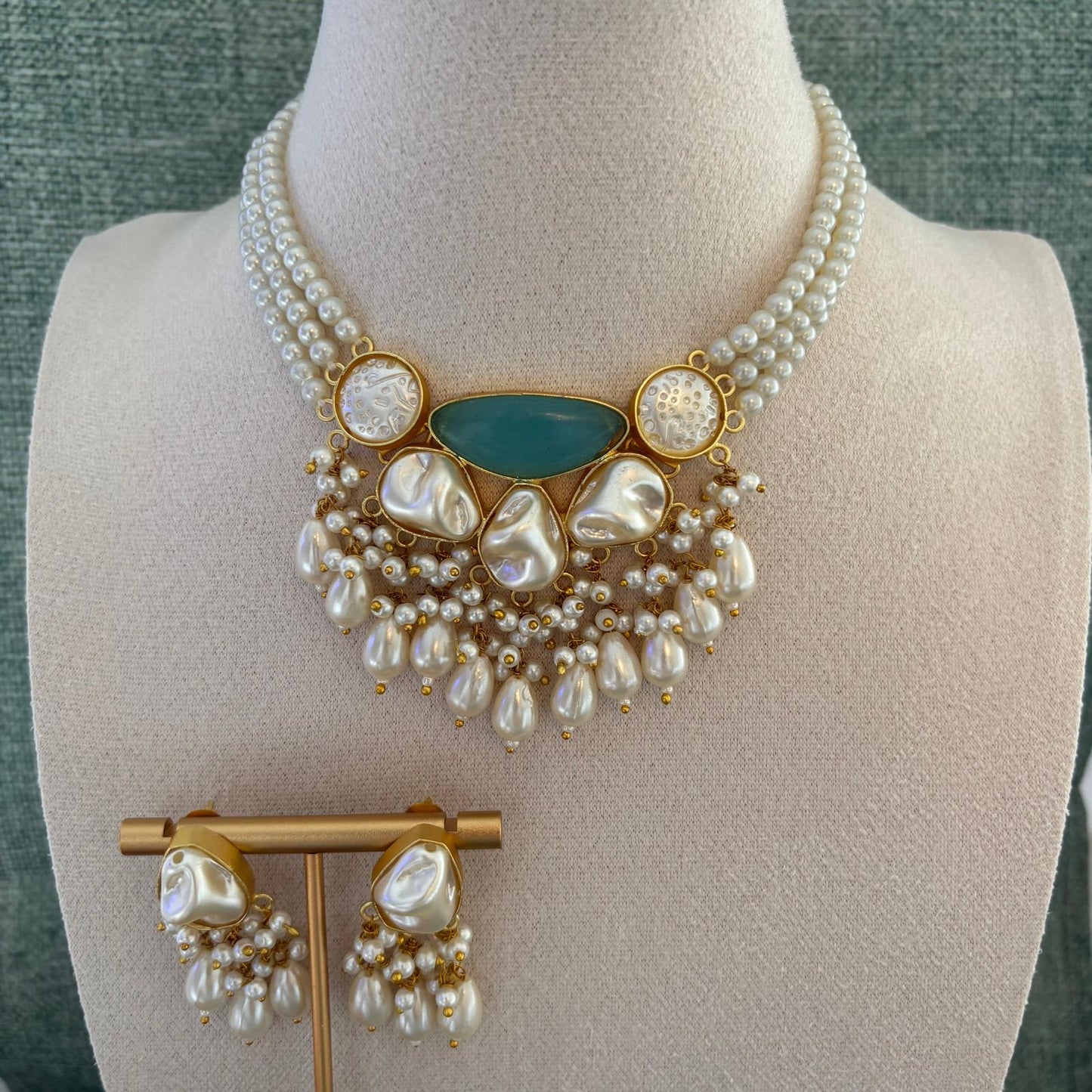 Turquoise Mother Of Pearl Choker Set | Mother Of Pearl Collection