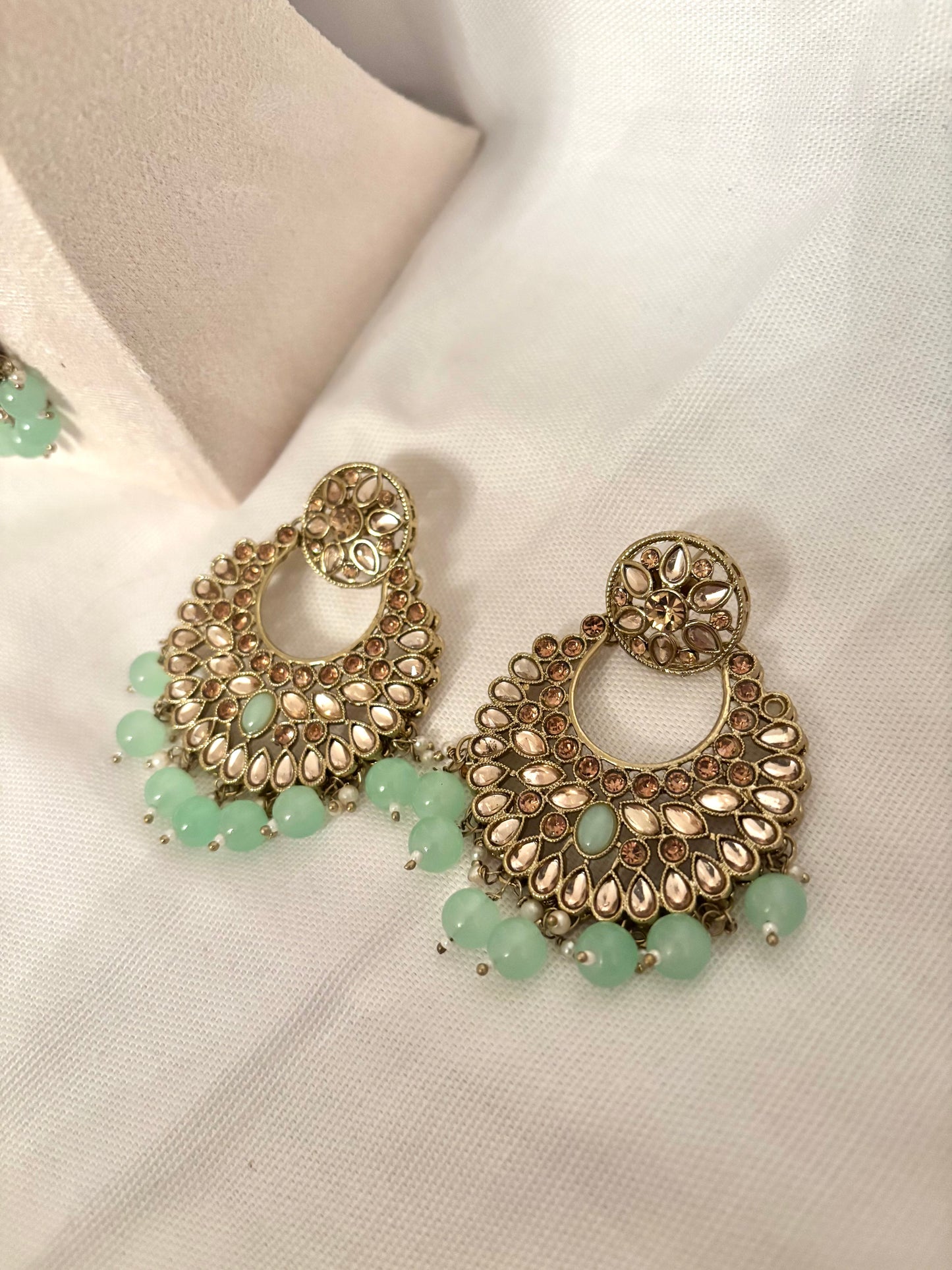 Mint Kundan Necklace Set | Kundan Collection
