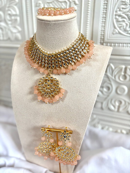Peach Kundan Set | Kundan Collection