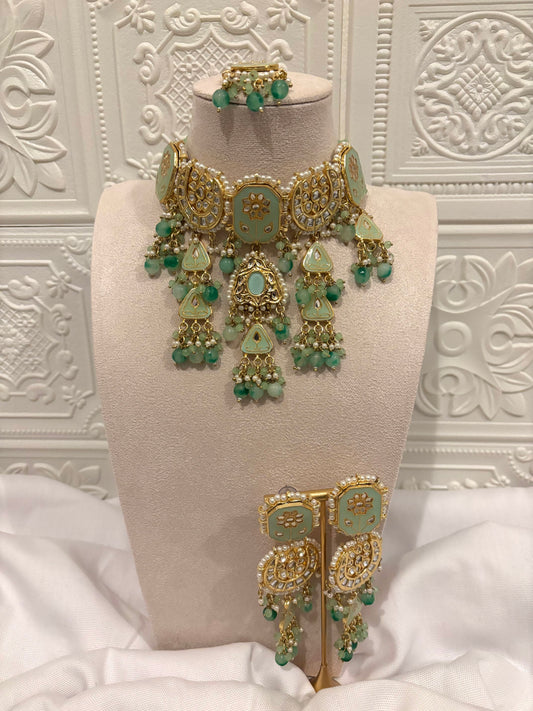 Mint Meenakari Choker Set | Meenakari Collection (Copy)