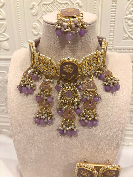 Purple Meenakari Choker Set | Meenakari Collection