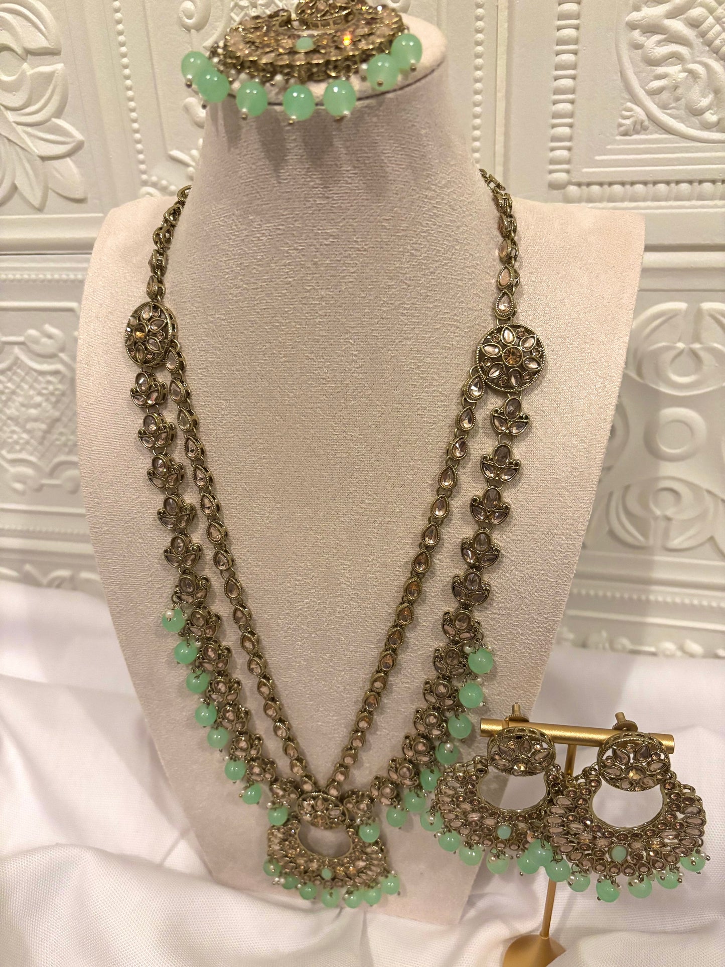 Mint Kundan Necklace Set | Kundan Collection
