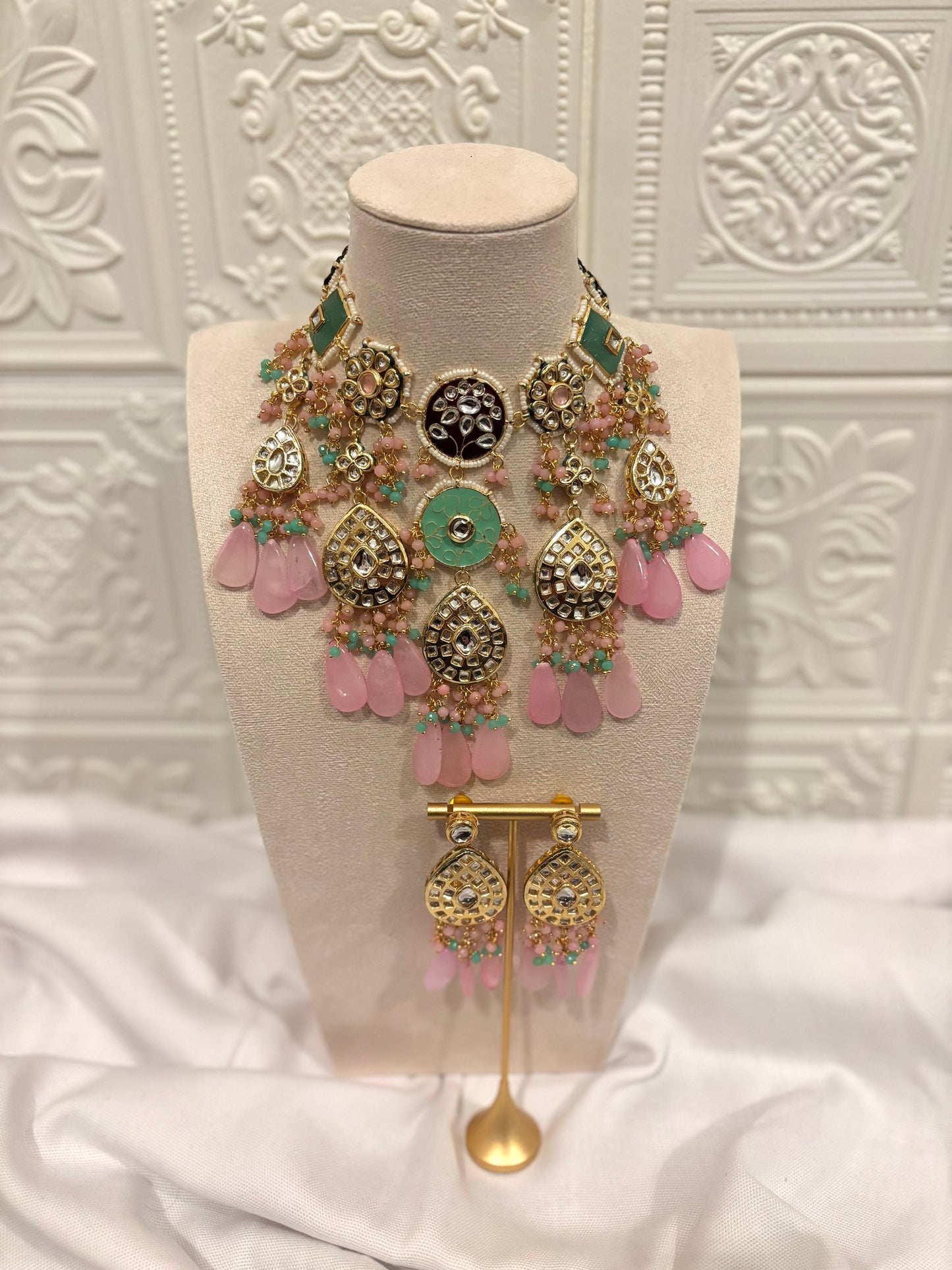 Pink & Mint Meenakari Choker Set | Meenakari Collection