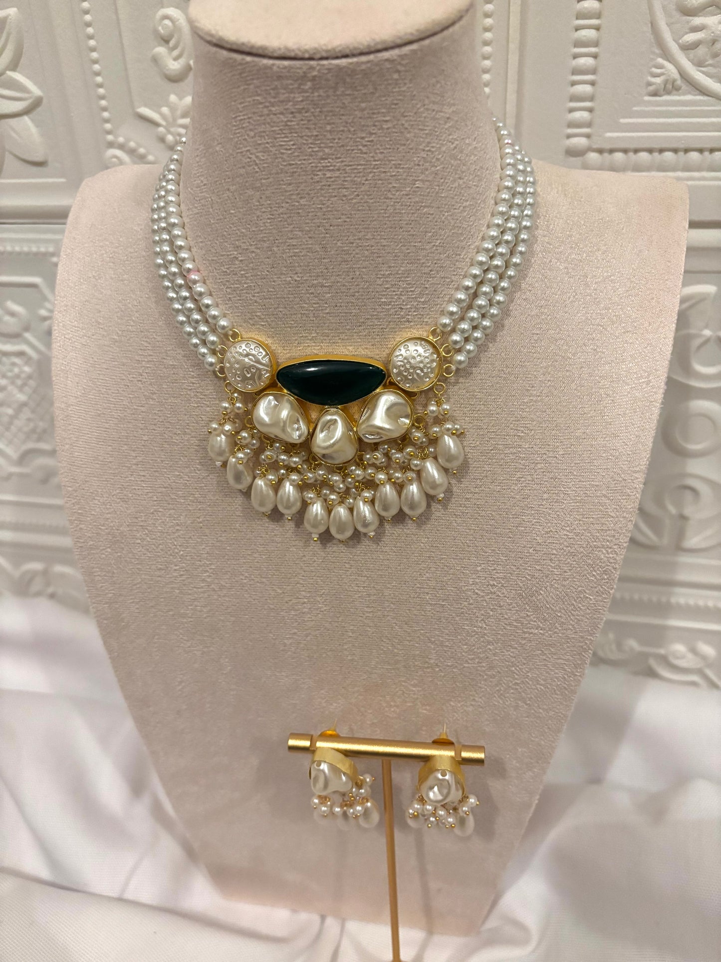 Green Mother Of Pearl Choker Set | Mother Of Pearl Collection