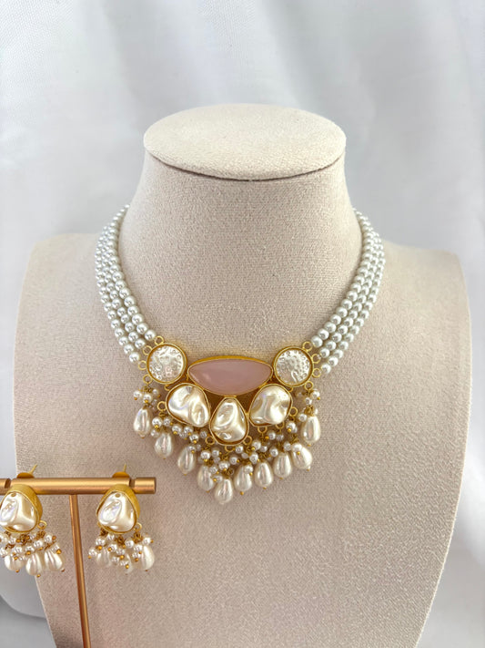 Light Pink Mother Of Pearl Choker Set | Mother Of Pearl Collection
