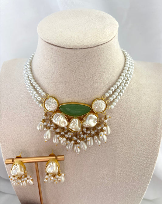 Mint Green Mother Of Pearl Choker Set | Mother Of Pearl Collection