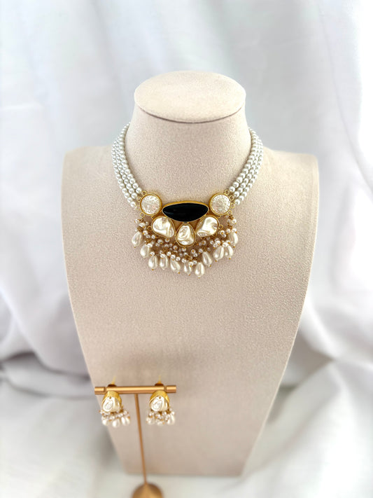 Black Mother Of Pearl Choker Set | Mother Of Pearl Collection