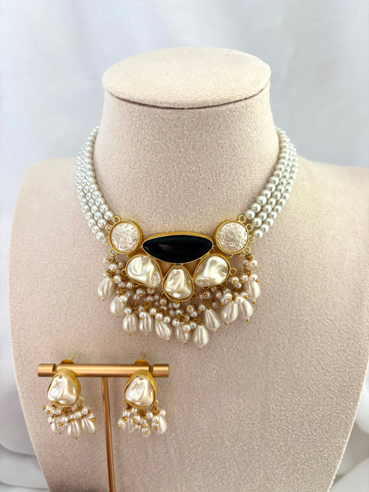 Black Mother Of Pearl Choker Set | Mother Of Pearl Collection