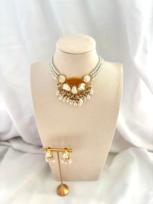 Orange Mother Of Pearl Choker Set | Mother Of Pearl Collection