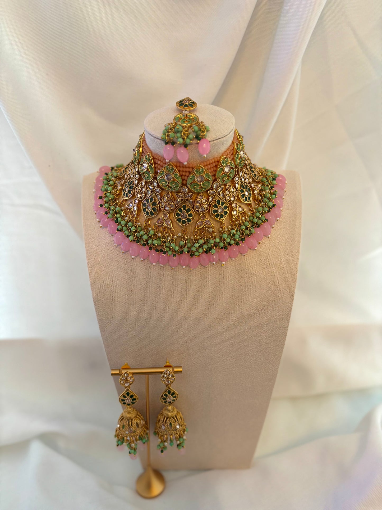 Peach & Mint Meenakari Choker Set | Meenakari Collection