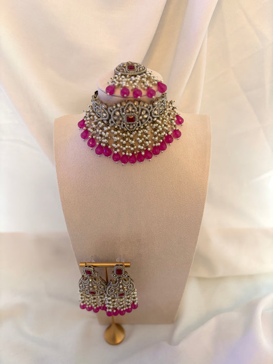 Hot Pink Choker Set | Pearl Collection