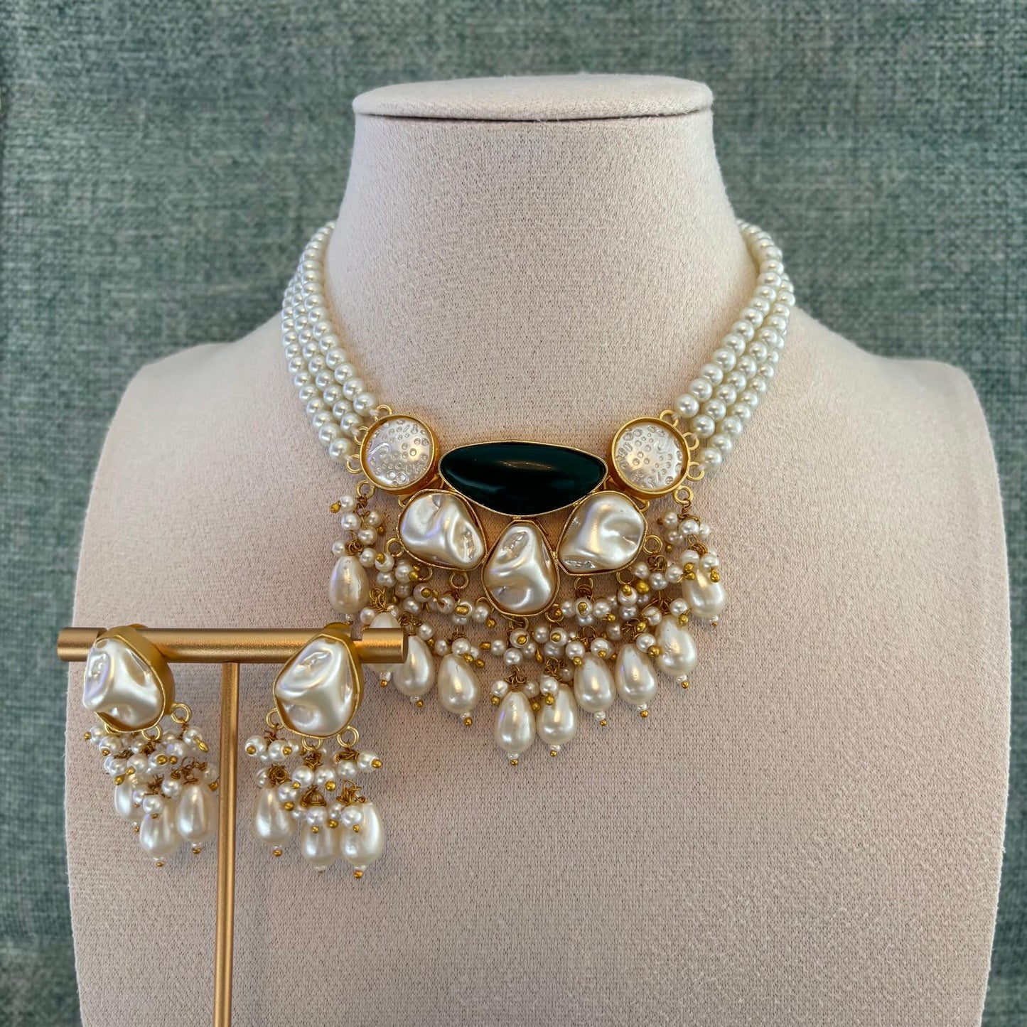 Green Mother Of Pearl Choker Set | Mother Of Pearl Collection
